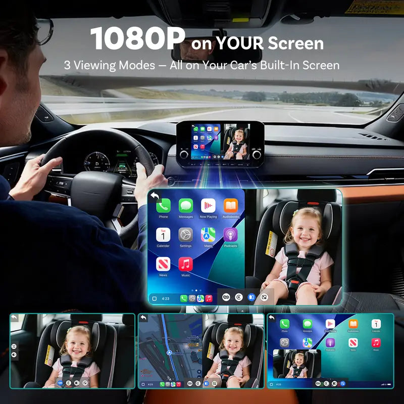 Baby Car Camera & Wireless CarPlay Adapter 1080P HD