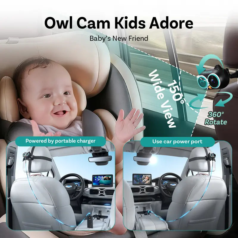 Baby Car Camera & Wireless CarPlay Adapter 1080P HD