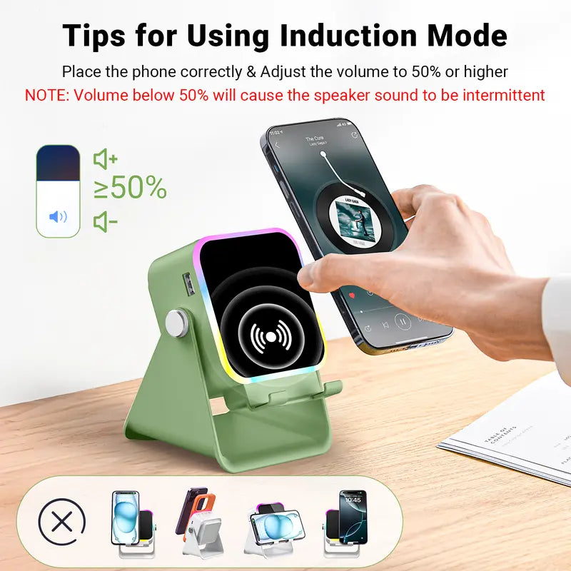 5 in 1 Wireless Induction Speaker Stand (Black)