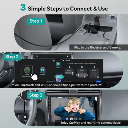 Baby Car Camera & Wireless CarPlay Adapter 1080P HD